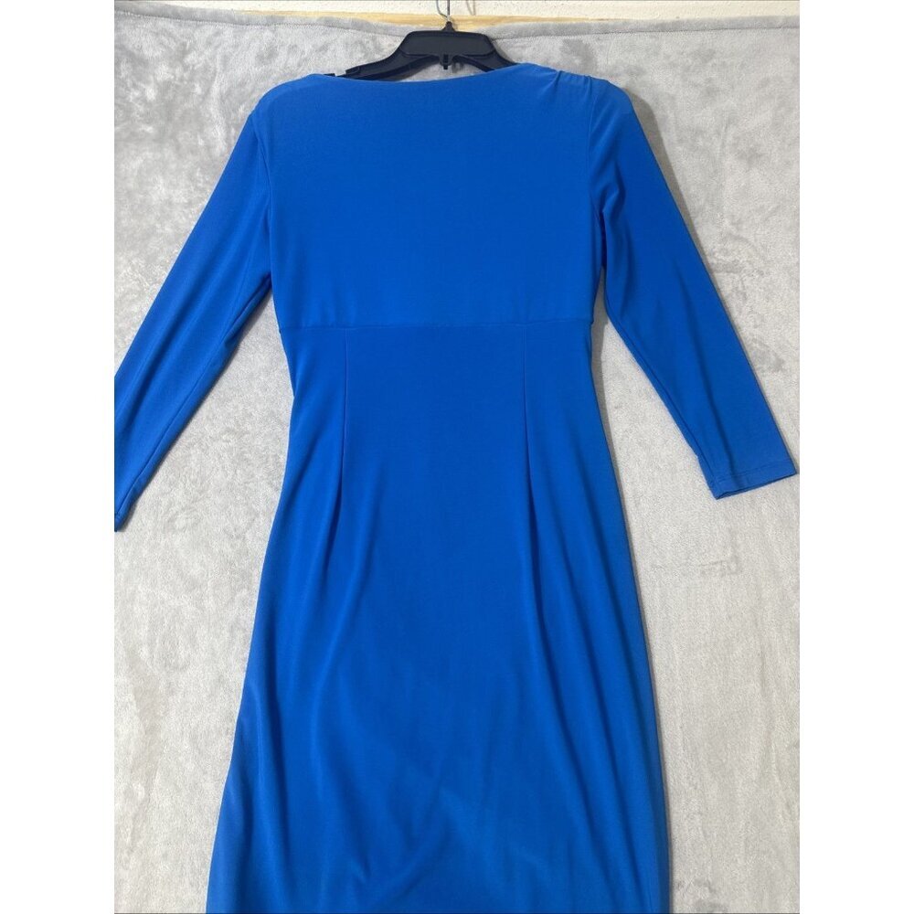 Lauren Ralph Lauren Womens Size 8 Blue Ruched Wrap Dress - Picture 7 of 8